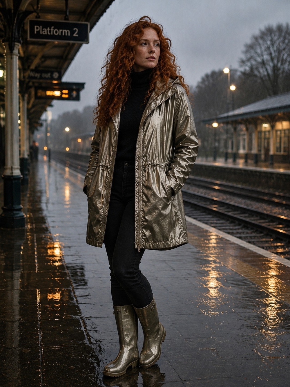 Jessica London Metallic Raincoat